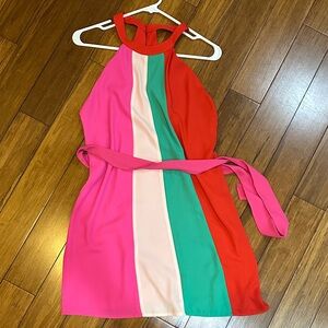 NWOT Vibrant Striped Halter Dress